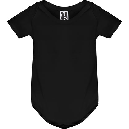 Roly Honey baby baby bodysuit in black, ready for logo printing or embroidery