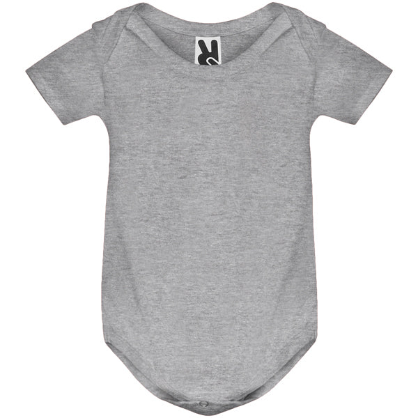 Roly Honey baby baby bodysuit in heather grey, ready for logo printing or embroidery