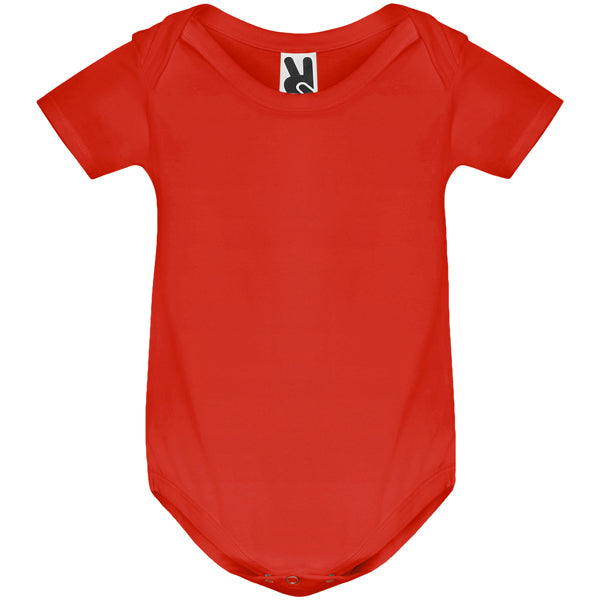Roly Honey baby baby bodysuit in red, ready for logo printing or embroidery