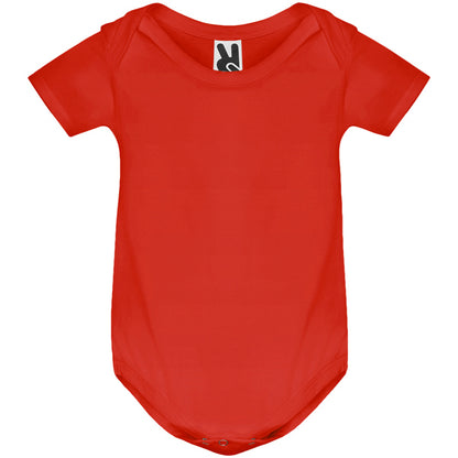 Roly Honey baby baby bodysuit in red, ready for logo printing or embroidery
