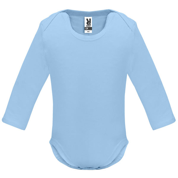 Roly Honey L/s baby baby bodysuit in sky blue, ready for logo printing or embroidery