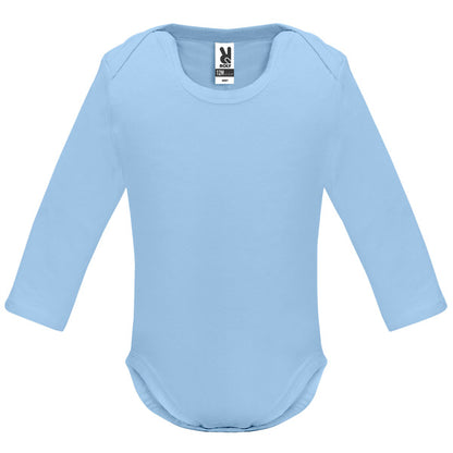 Roly Honey L/s baby baby bodysuit in sky blue, ready for logo printing or embroidery