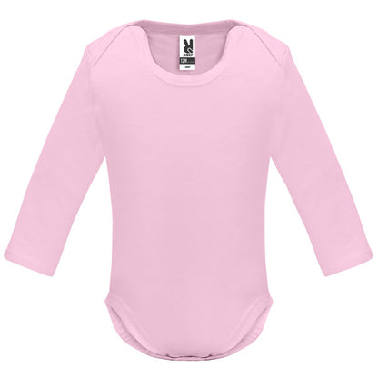 Roly Honey L/s baby baby bodysuit in light pink, ready for logo printing or embroidery
