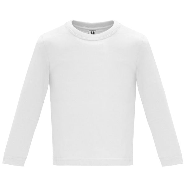 Roly Baby L/s baby long-sleeve T-shirt in white, ready for logo printing or embroidery