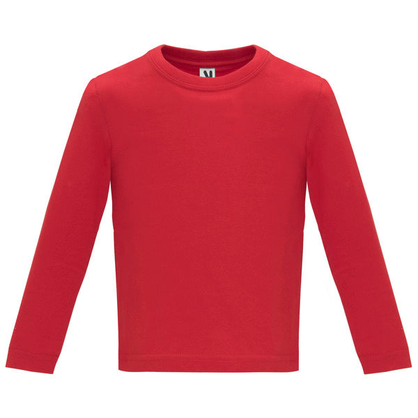 Roly Baby L/s baby long-sleeve T-shirt in red, ready for logo printing or embroidery