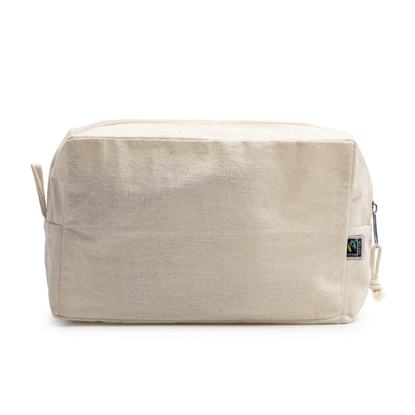 Stamina Naro fairtrade cotton toiletry bag in beige, ready for logo printing