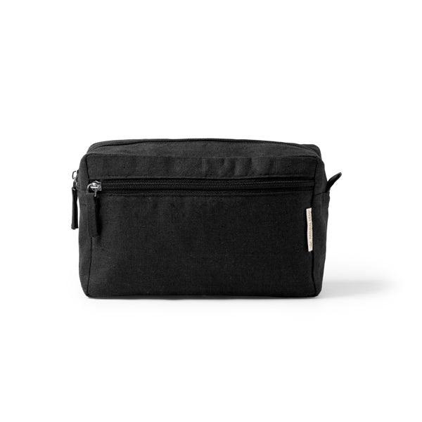 Stamina Prado hemp fabric toiletry bag in black, ready for logo printing