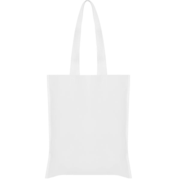 Stamina Crest non-woven polypropylene tote bag in white, ready for logo printing