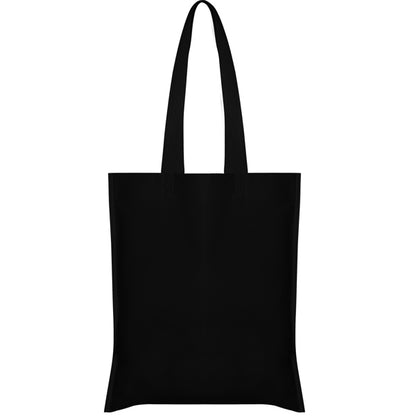 Stamina Crest non-woven polypropylene tote bag in black, ready for logo printing