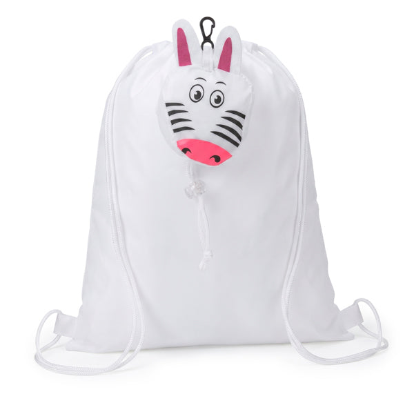 Stamina Foldable Elanio 190T polyester drawstring bag in zebra, ready for logo printing