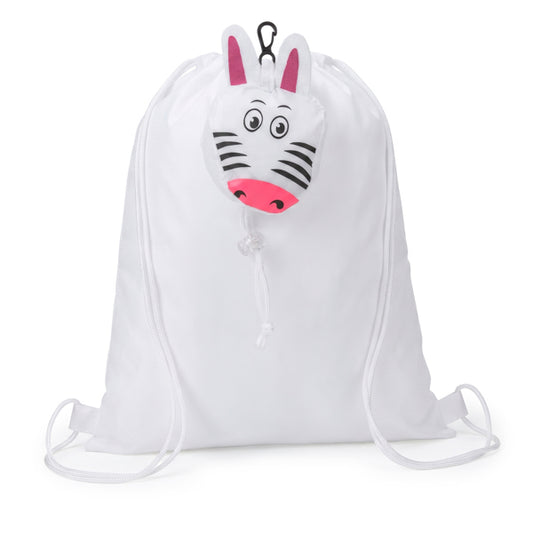 Stamina Foldable Elanio 190T polyester drawstring bag in zebra, ready for logo printing