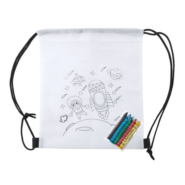 Stamina Turcaz non-woven drawstring bag in white, ready for logo printing