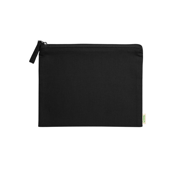 Stamina Delphis organic cotton toiletry bag in black, ready for logo printing
