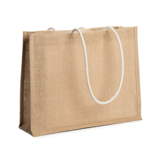 Stamina Sterna laminate jute beach bag in beige, ready for logo printing