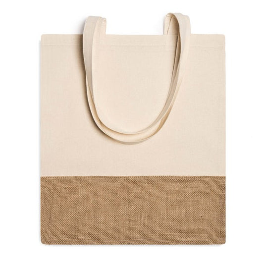 Stamina Wave cotton and jute shopping bag in beige, ready for logo printing