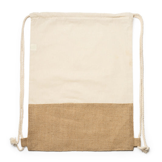 Stamina Wilkes cotton drawstring bag in beige, ready for logo printing