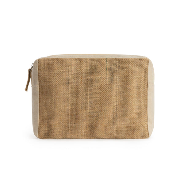 Stamina Vera cotton and jute toiletry bag in beige, ready for logo printing