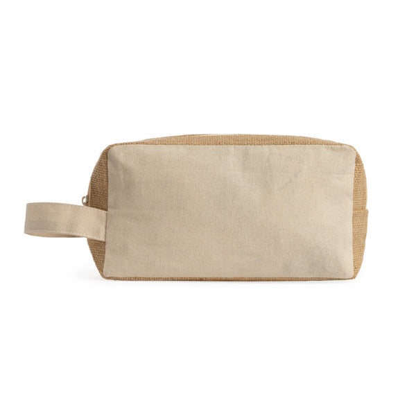 Stamina Siena cotton and jute toiletry bag in beige, ready for logo printing