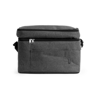 Stamina Marlox recycled RPET polyester cooler bag in heather black, ready for logo printing