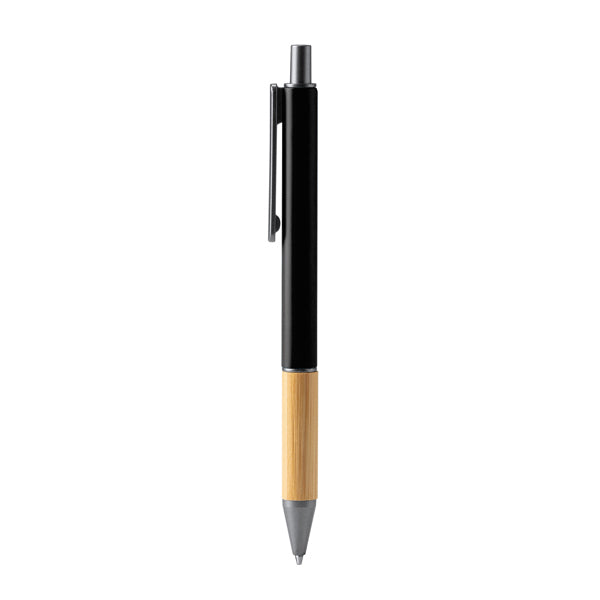 Stamina Penta bamboo ball pen in black, ready for laser engraving