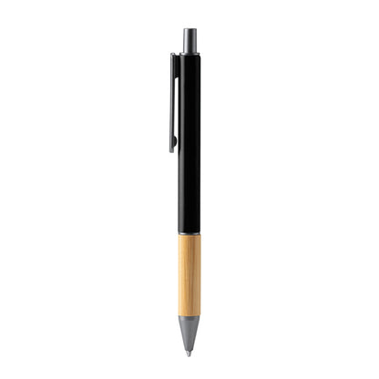 Stamina Penta bamboo ball pen in black, ready for laser engraving