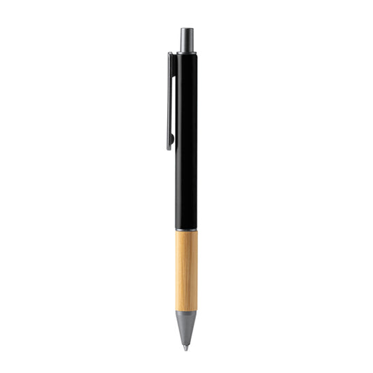 Stamina Penta bamboo ball pen in black, ready for laser engraving