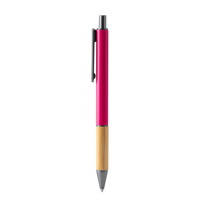 Stamina Penta bamboo ball pen in pink, ready for laser engraving