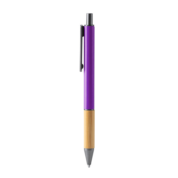 Stamina Penta bamboo ball pen in purple, ready for laser engraving