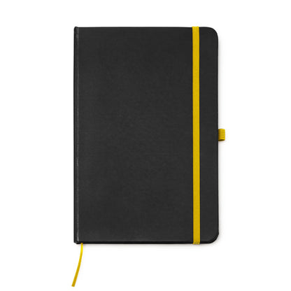 Stamina Piana black PU notebook A5 in yellow, ready for logo printing