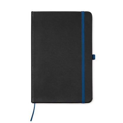 Stamina Piana black PU notebook A5 in royal blue, ready for logo printing