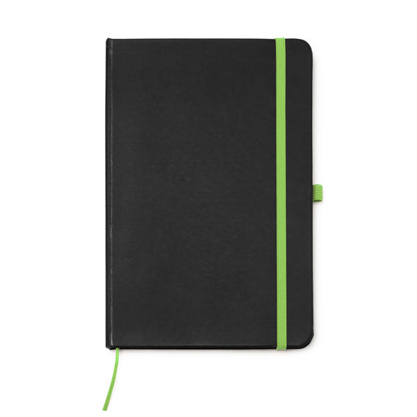 Stamina Piana black PU notebook A5 in fern green, ready for logo printing