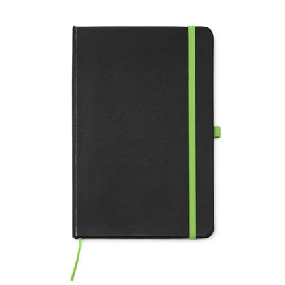 Stamina Piana black PU notebook A5 in fern green, ready for logo printing