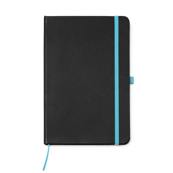 Stamina Piana black PU notebook A5 in light royal, ready for logo printing