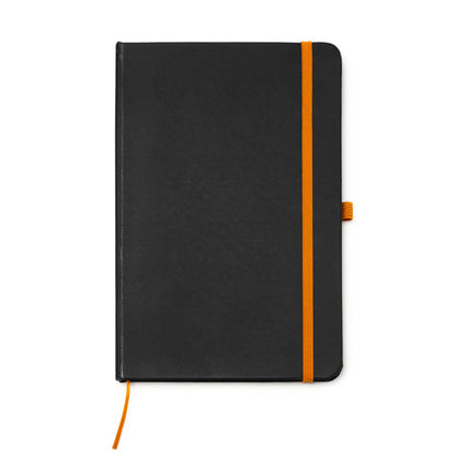 Stamina Piana black PU notebook A5 in orange, ready for logo printing