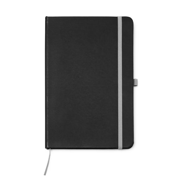 Stamina Piana black PU notebook A5 in grey, ready for logo printing