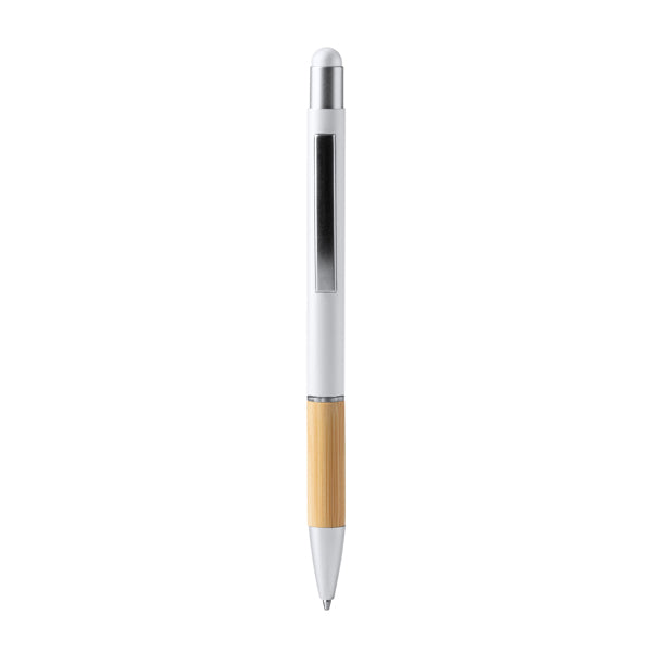 Stamina Olten bamboo ball pen in white, ready for laser engraving