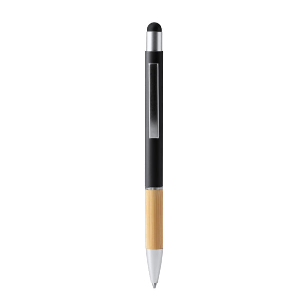 Stamina Olten bamboo ball pen in black, ready for laser engraving