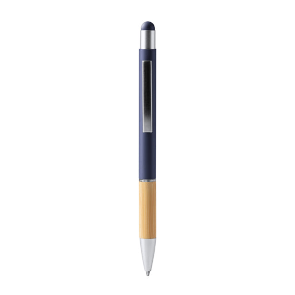 Stamina Olten bamboo ball pen in navy blue, ready for laser engraving