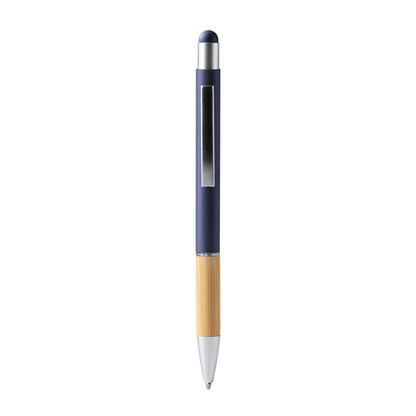 Stamina Olten bamboo ball pen in navy blue, ready for laser engraving