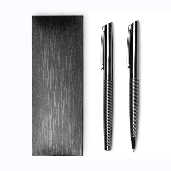 Stamina Reydon a dark steel writing set in black, ready for laser engraving
