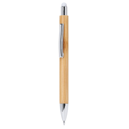 Stamina Pampa bamboo and metal pen in white, ready for laser engraving