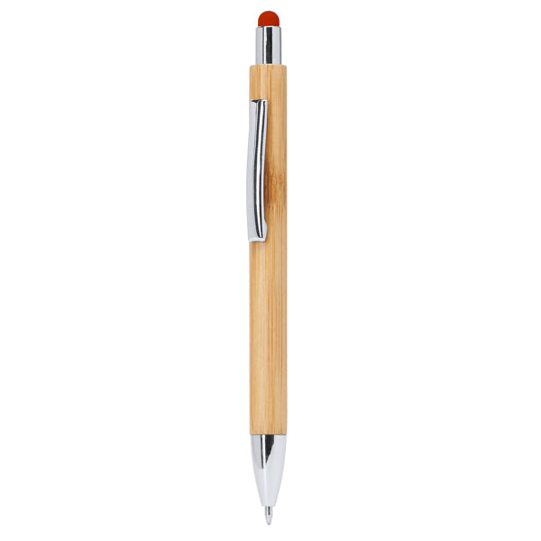 Stamina Pampa bamboo and metal pen in red, ready for laser engraving