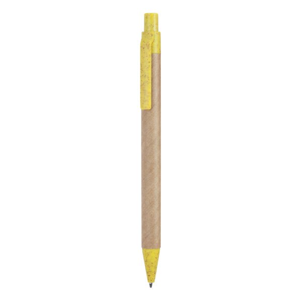 Stamina Grove recycled cardboard pen in yellow, ready for logo printing