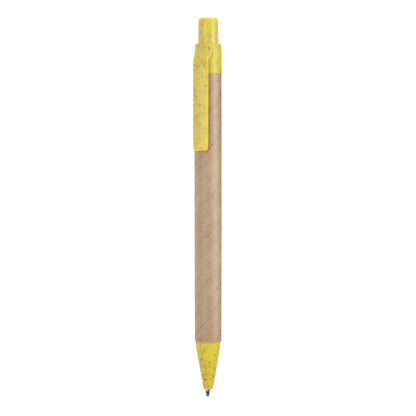Stamina Grove recycled cardboard pen in yellow, ready for logo printing