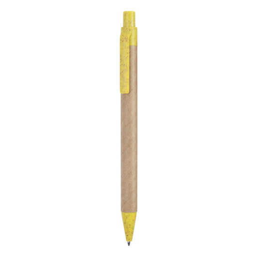 Stamina Grove recycled cardboard pen in yellow, ready for logo printing