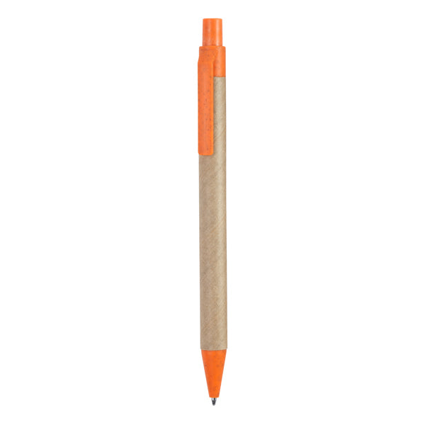 Stamina Grove recycled cardboard pen in orange, ready for logo printing