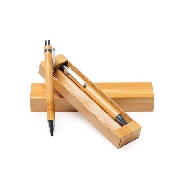 Stamina Kioto bamboo pen and pencil writing set, ready for logo printing