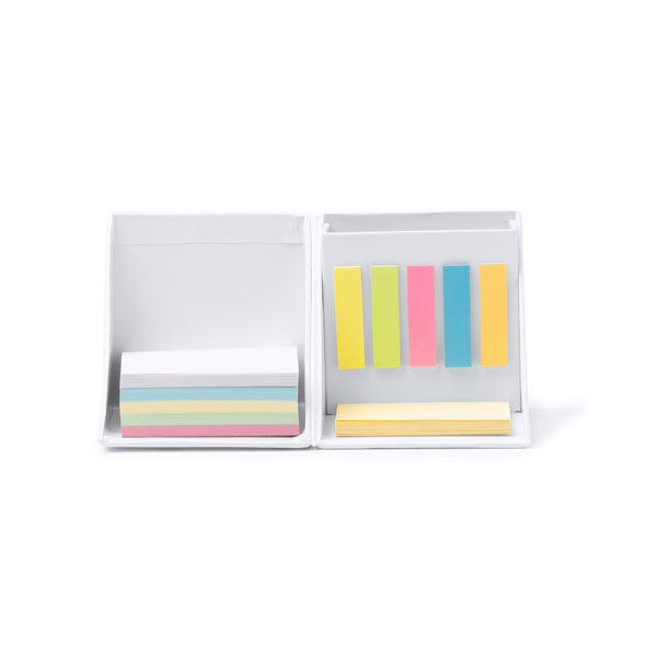Stamina Dimas paper desk set in white, ready for logo printing