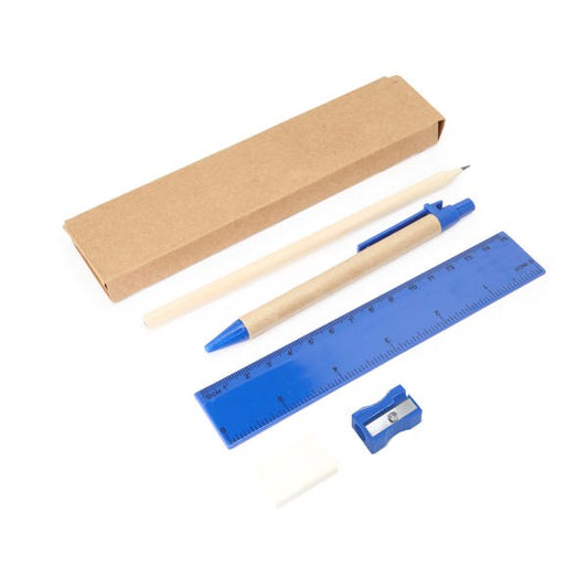 Stamina Lizana cardboard and plastic writing set in royal blue, ready for logo printing