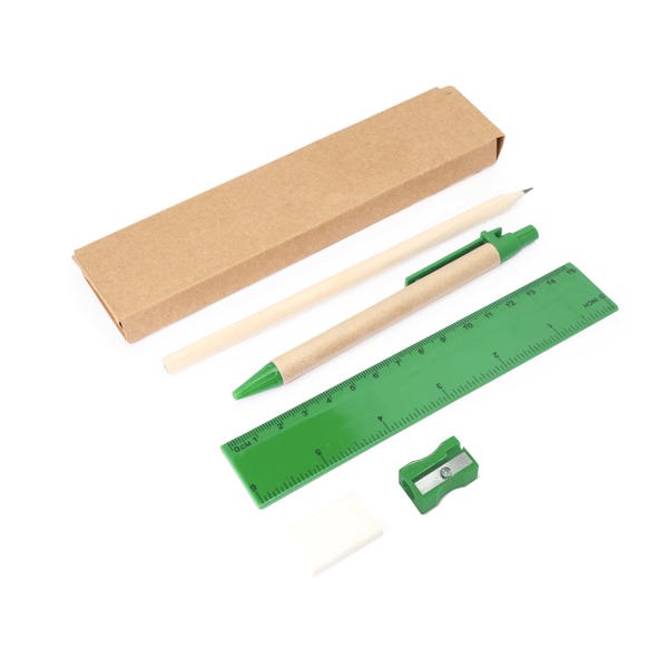 Stamina Lizana cardboard and plastic writing set in fern green, ready for logo printing